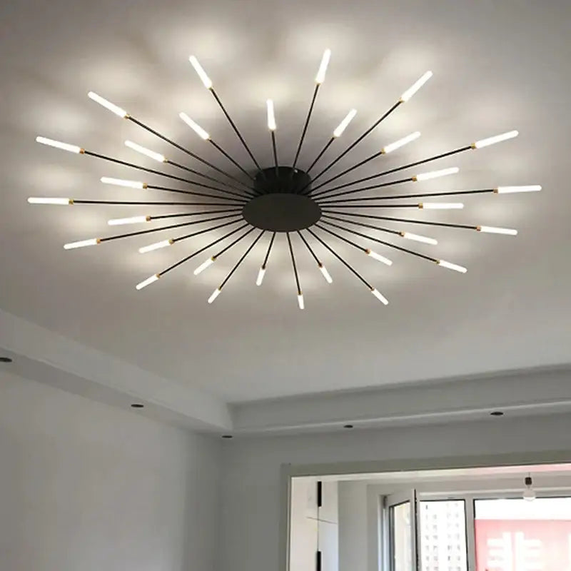 Modern gold led ceiling lamp living room radial chandelier