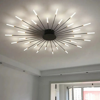 Modern gold led ceiling lamp living room radial chandelier