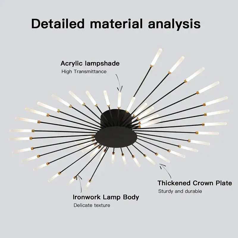 Modern gold led ceiling lamp living room radial chandelier