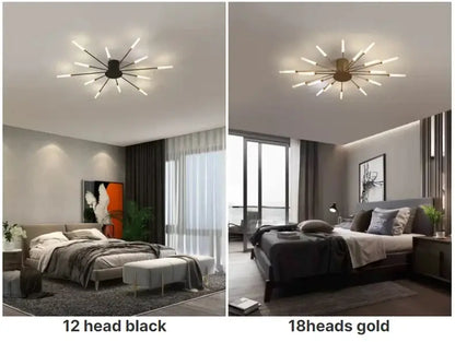 Modern gold led ceiling lamp living room radial chandelier