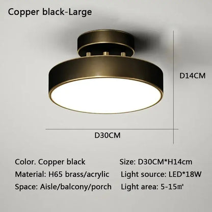 Modern gold circular led ceiling light for bedroom living room