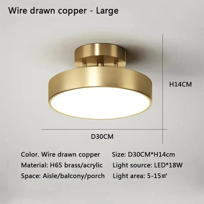 Modern gold circular led ceiling light for bedroom living room