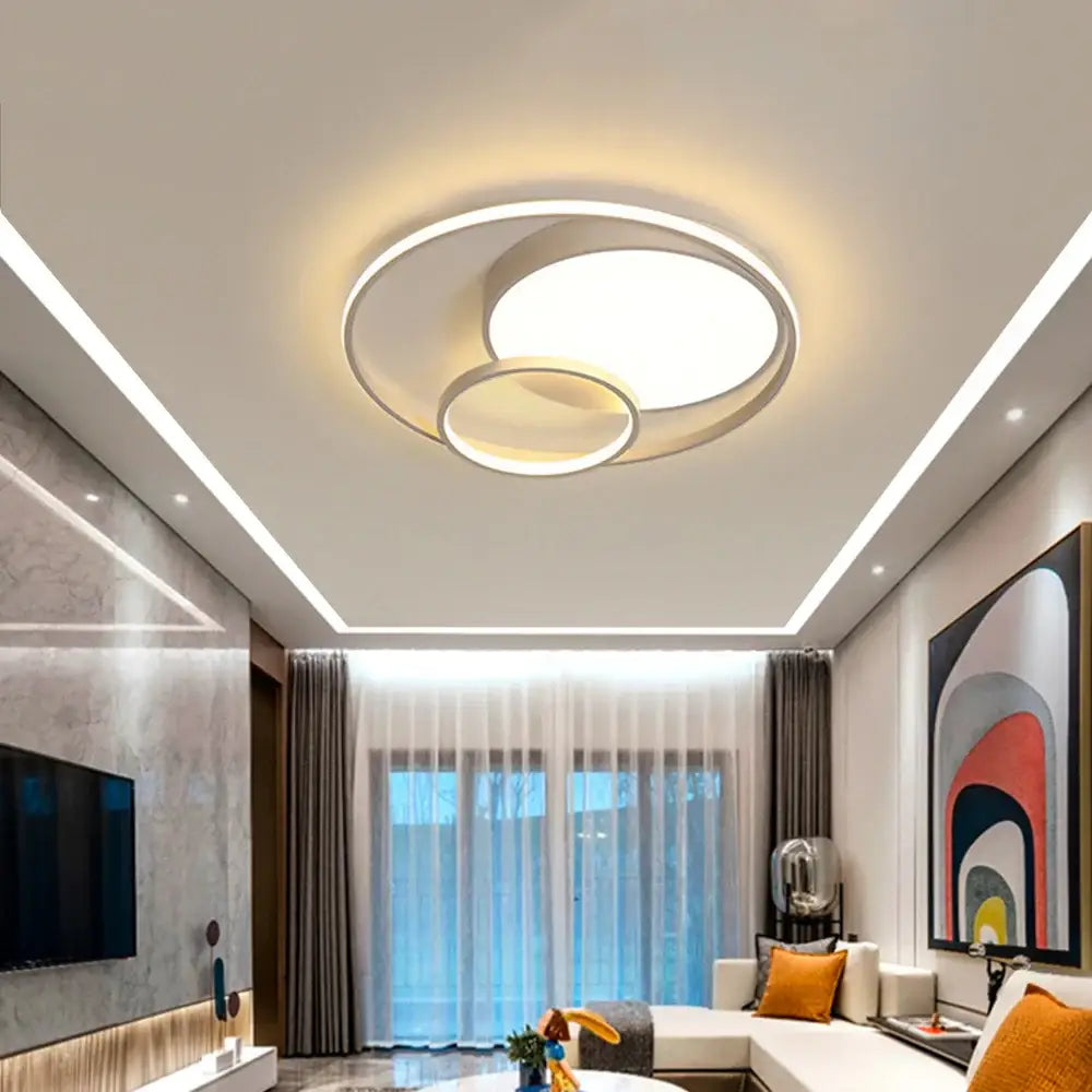 Modern circular dual ring ceiling light with high color rendering bedroom