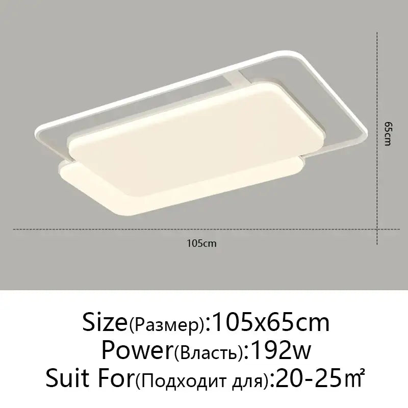 Modern white rectangular led ceiling lights for bedroom