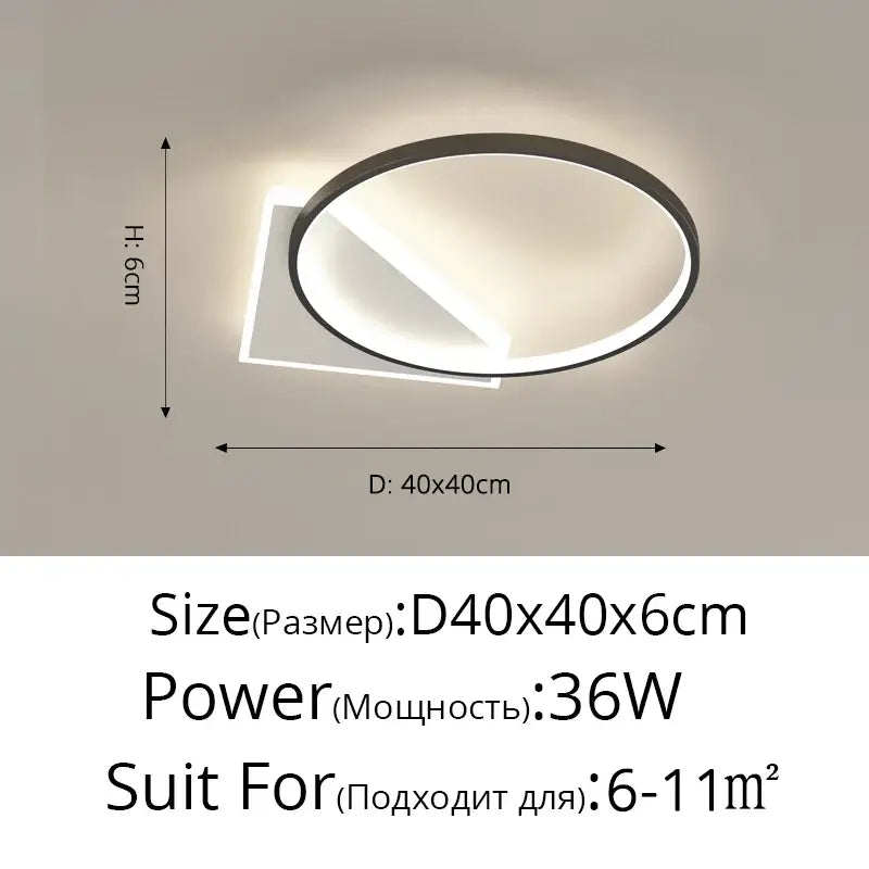 Modern minimalist black & white led ceiling lights for living room