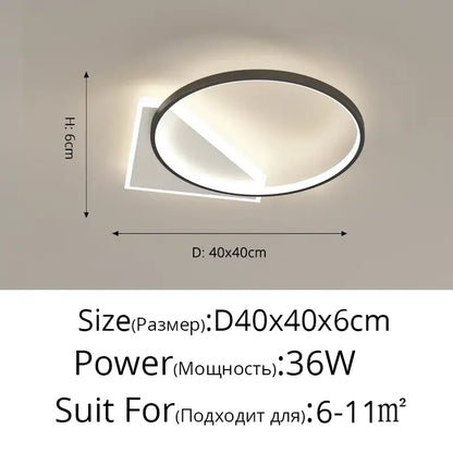 Modern minimalist black & white led ceiling lights for living room