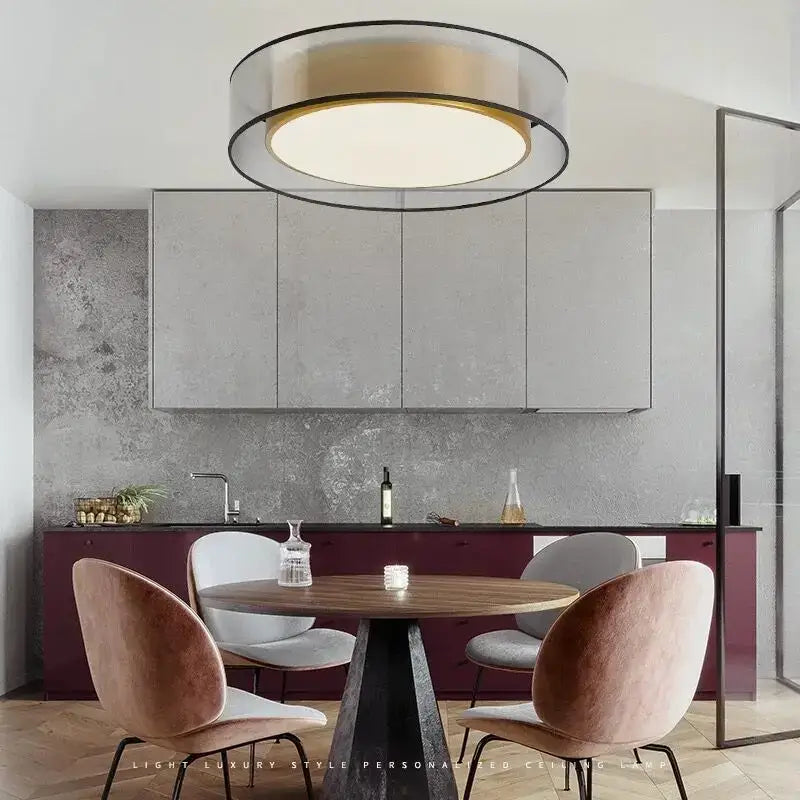 Modern circular black & gold led ceiling lights for bedroom