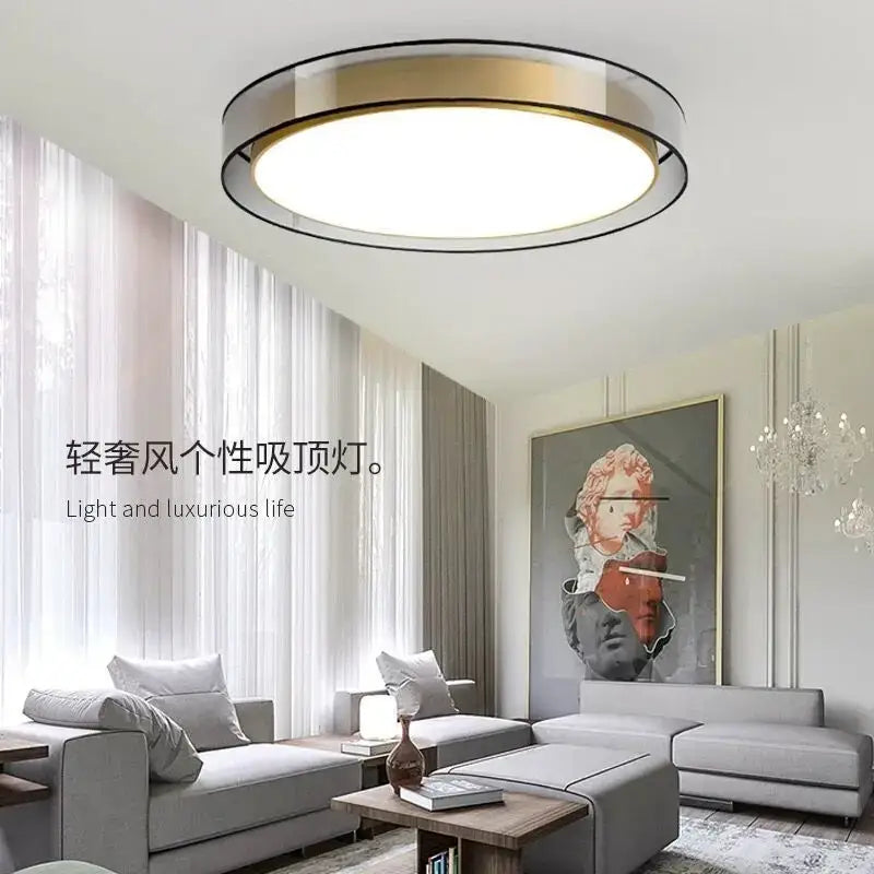 Modern circular black & gold led ceiling lights for bedroom