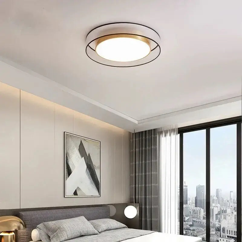 Modern circular black & gold led ceiling lights for bedroom