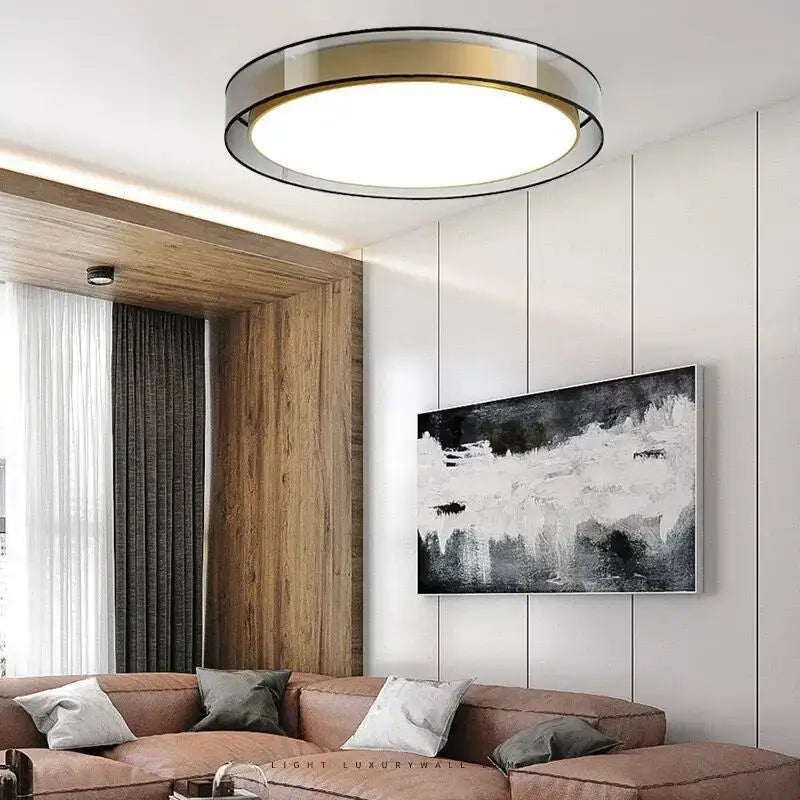 Modern circular black & gold led ceiling lights for bedroom