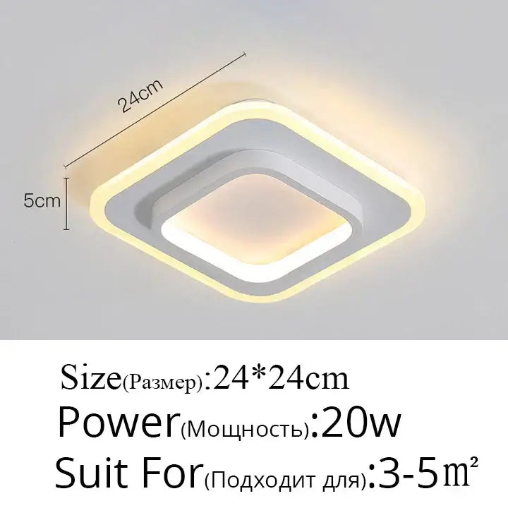 Modern black square led ceiling lights bedroom warm minimalist design