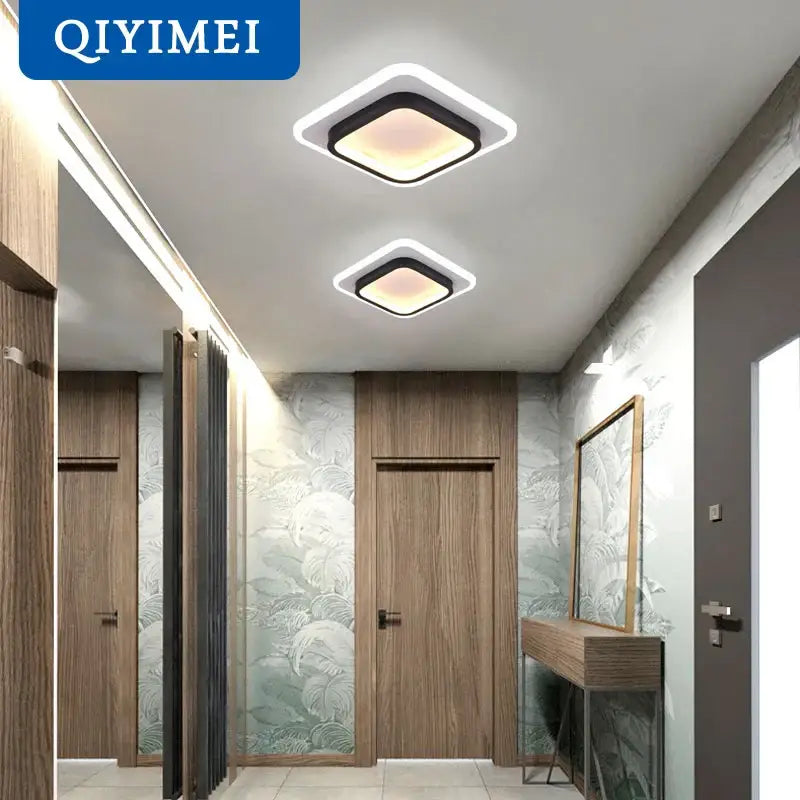 Modern black square led ceiling lights bedroom warm minimalist design