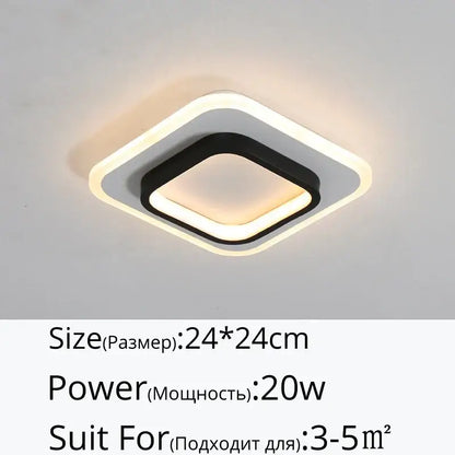 Modern black square led ceiling lights bedroom warm minimalist design