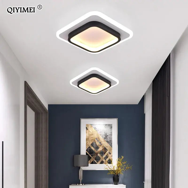 Modern black square led ceiling lights bedroom warm minimalist design