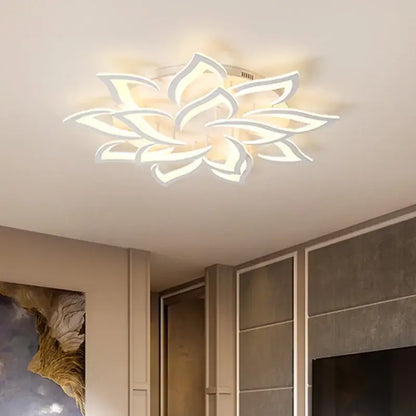 Modern white floral led ceiling lights for dining room petal design