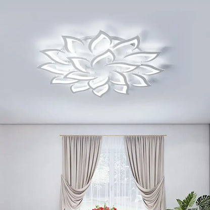 Modern white floral led ceiling lights for dining room petal design