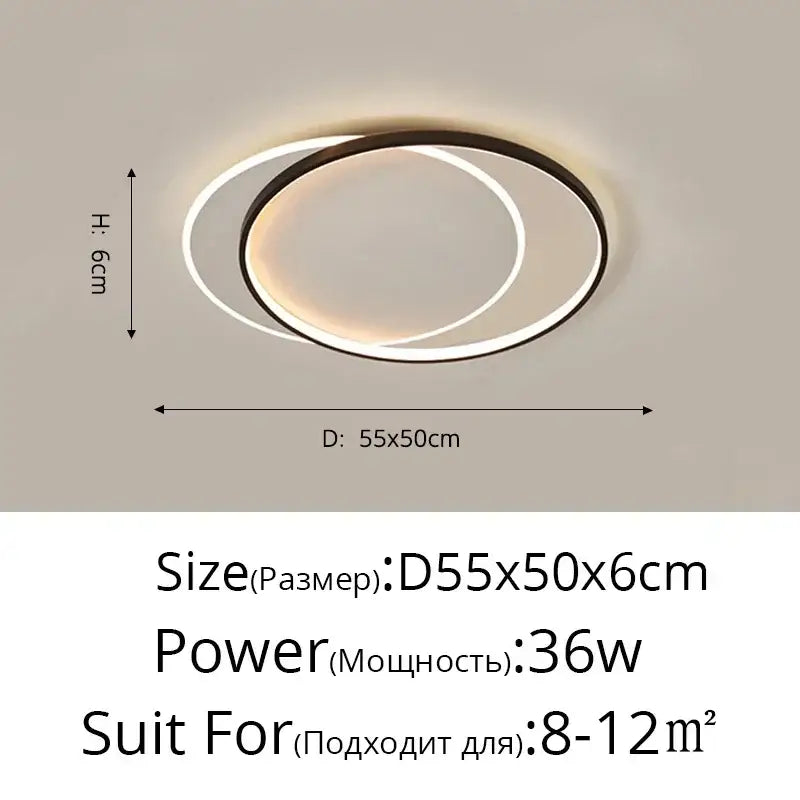 Modern minimalist white & black led ceiling lights living room