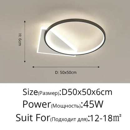 Modern minimalist white & black led ceiling lights living room