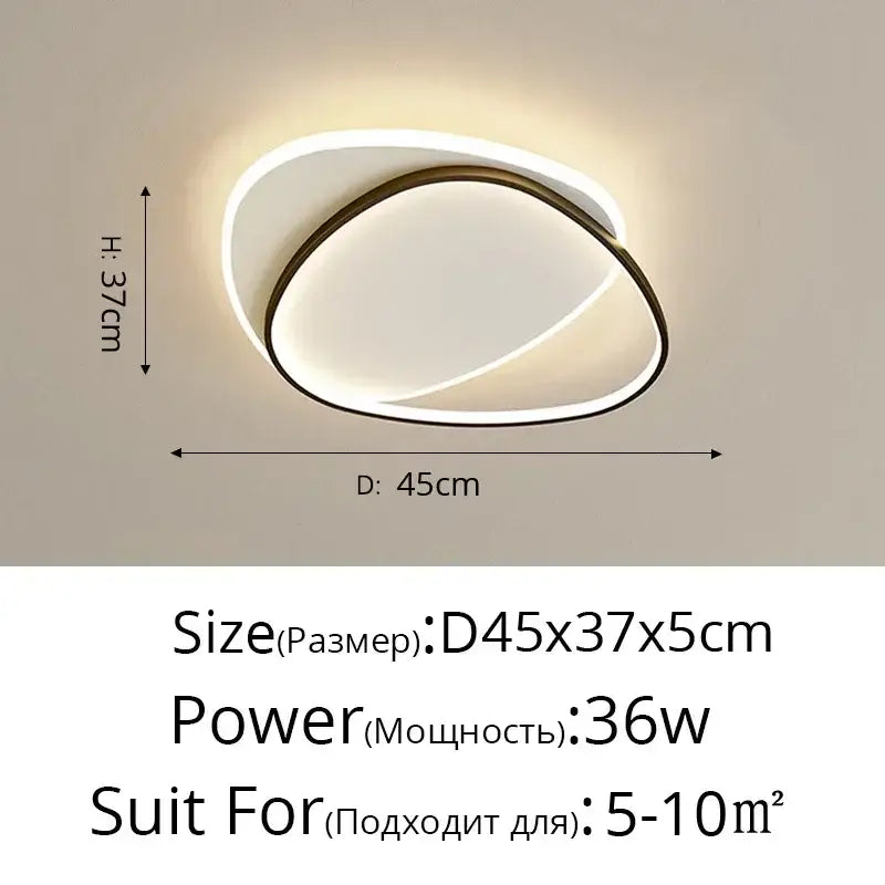 Modern minimalist white & black led ceiling lights living room