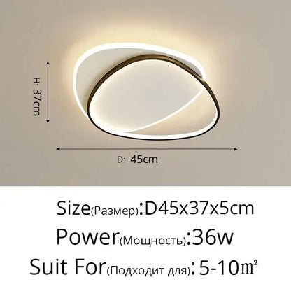 Modern minimalist white & black led ceiling lights living room