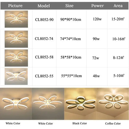 Modern gold flower led ceiling lights for living room