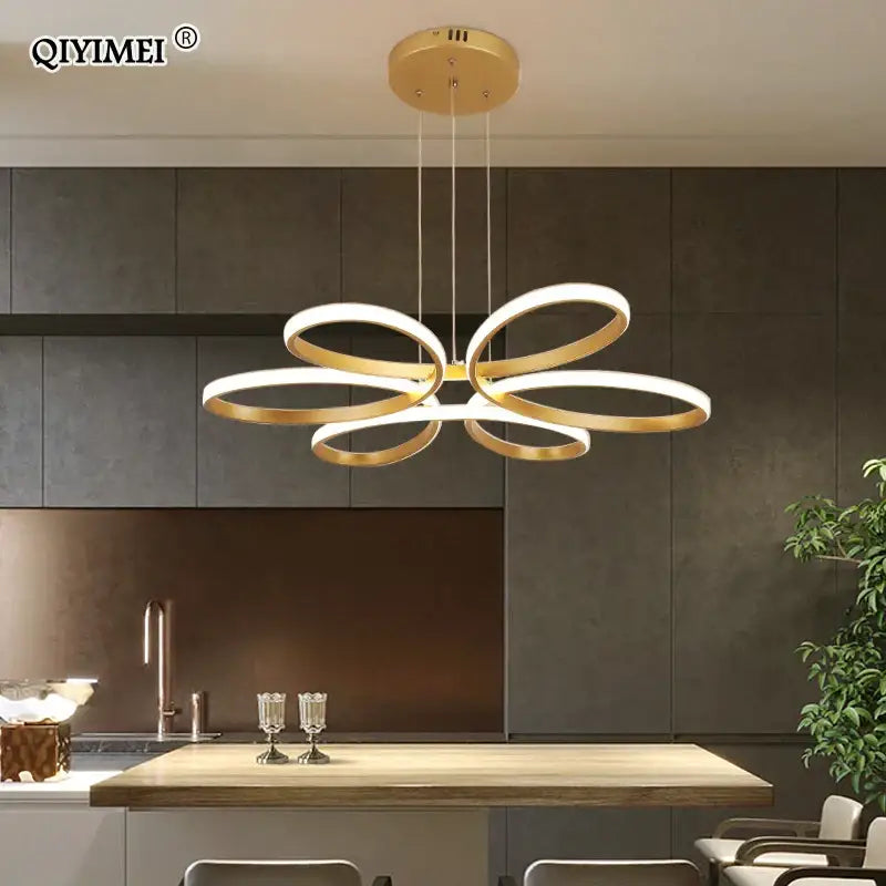 Modern gold flower led ceiling lights for living room