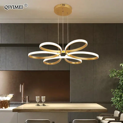 Modern gold flower led ceiling lights for living room