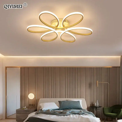 Modern gold flower led ceiling lights for living room