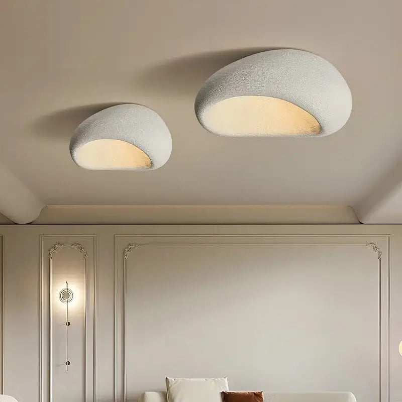Modern off white shell led ceiling lights bedroom warm glow
