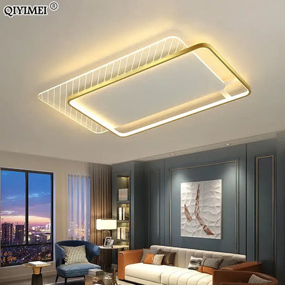 Modern rectangular gold led ceiling lights for living room