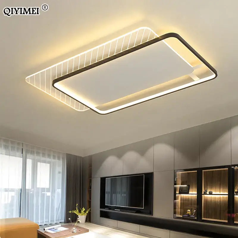 Modern rectangular gold led ceiling lights for living room