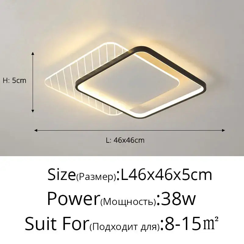 Modern rectangular gold led ceiling lights for living room