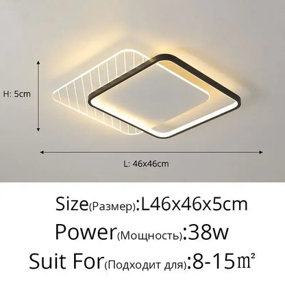 Modern rectangular gold led ceiling lights for living room
