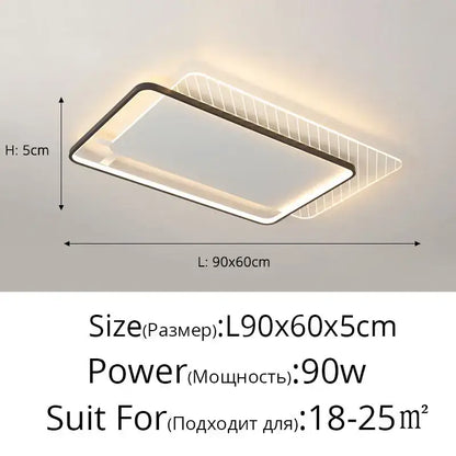 Modern rectangular gold led ceiling lights for living room