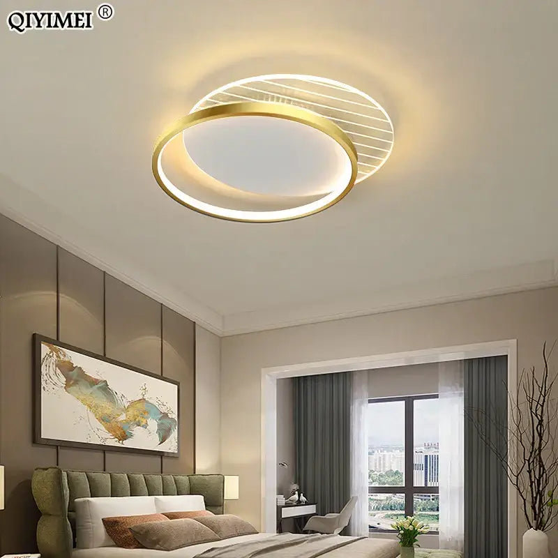 Modern rectangular gold led ceiling lights for living room