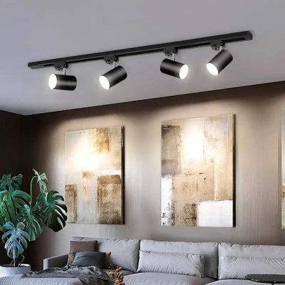 Nordic black cylindrical led ceiling lights for living room track rail