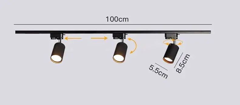 Nordic black cylindrical led ceiling lights for living room track rail