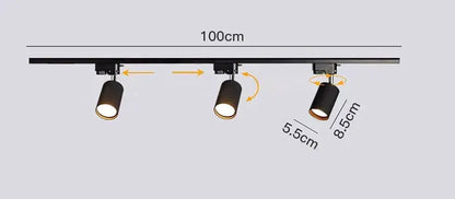 Nordic black cylindrical led ceiling lights for living room track rail
