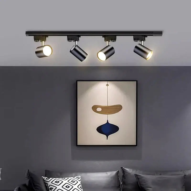 Nordic black cylindrical led ceiling lights for living room track rail