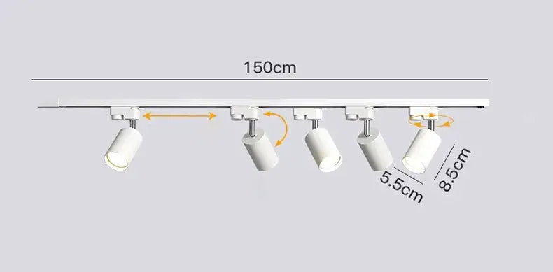 Nordic black cylindrical led ceiling lights for living room track rail