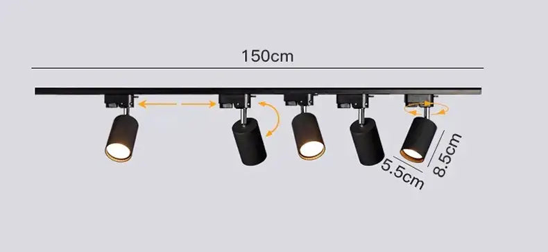 Nordic black cylindrical led ceiling lights for living room track rail