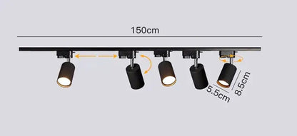 Nordic black cylindrical led ceiling lights for living room track rail