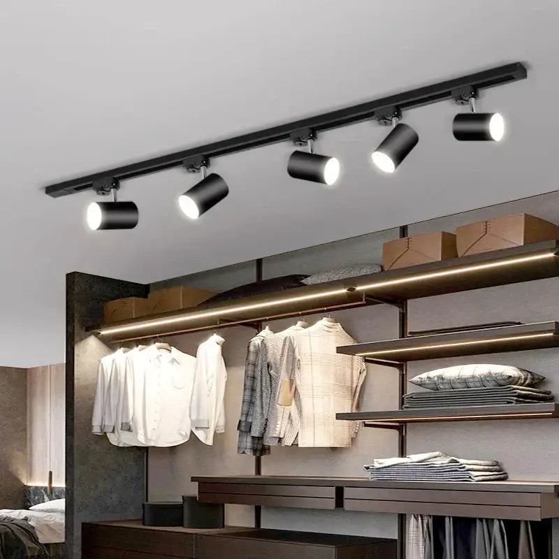Nordic black cylindrical led ceiling lights for living room track rail