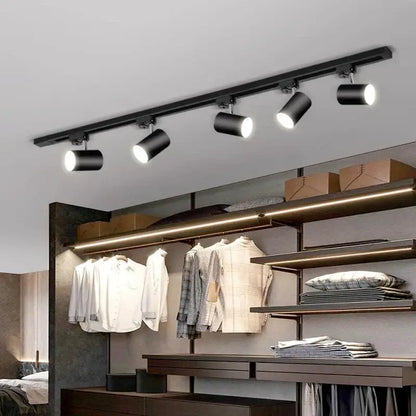 Nordic black cylindrical led ceiling lights for living room track rail