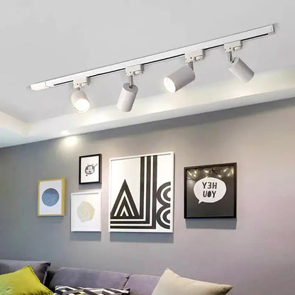 Nordic black cylindrical led ceiling lights for living room track rail