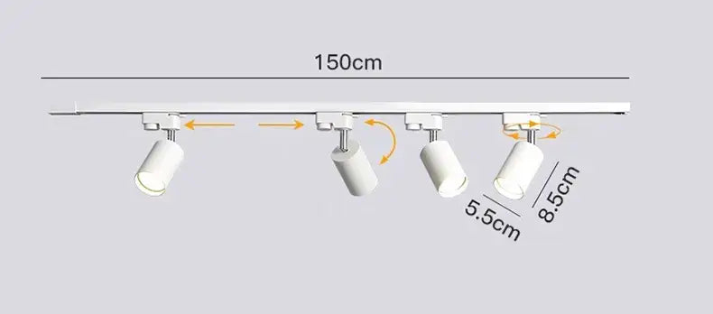 Nordic black cylindrical led ceiling lights for living room track rail