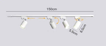 Nordic black cylindrical led ceiling lights for living room track rail