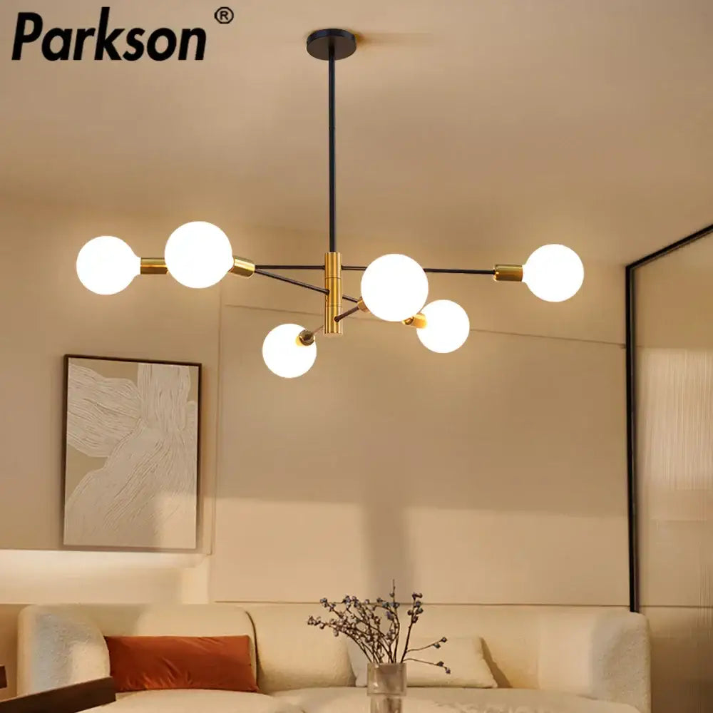 Modern black & gold led ceiling light living room chandelier