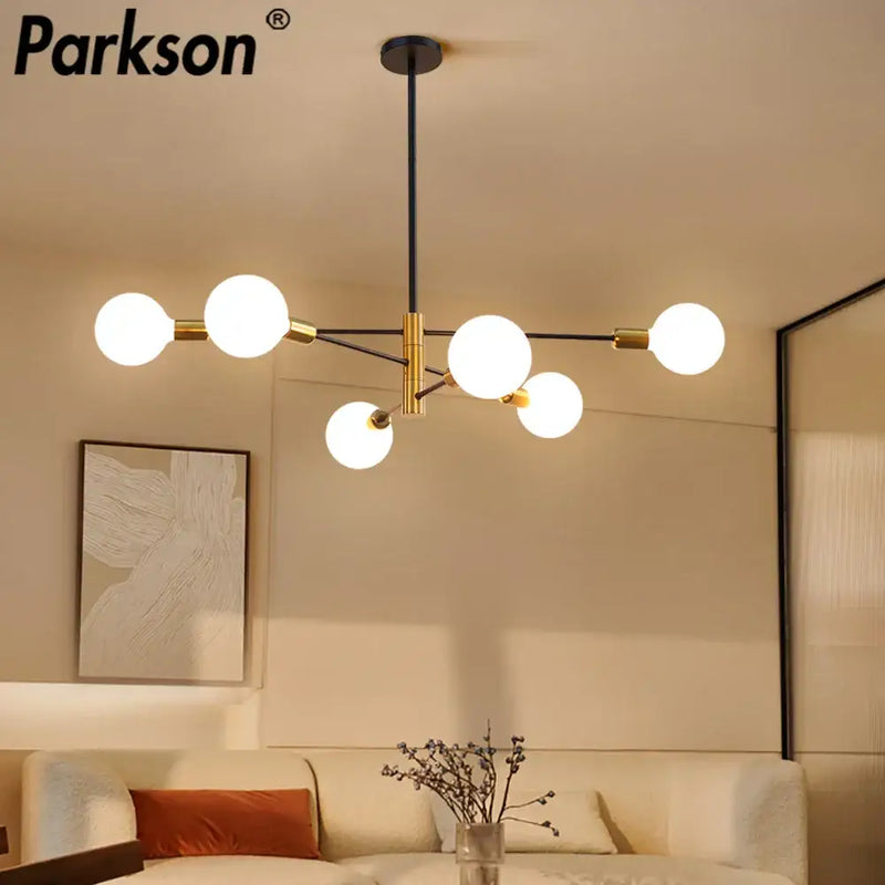 Modern black & gold led ceiling light living room chandelier