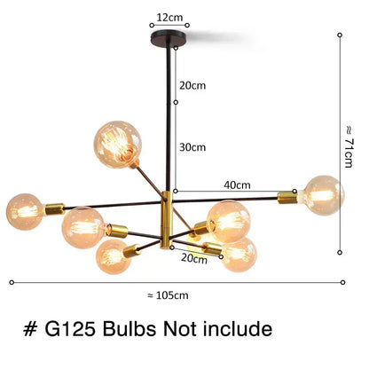 Modern black & gold led ceiling light living room chandelier